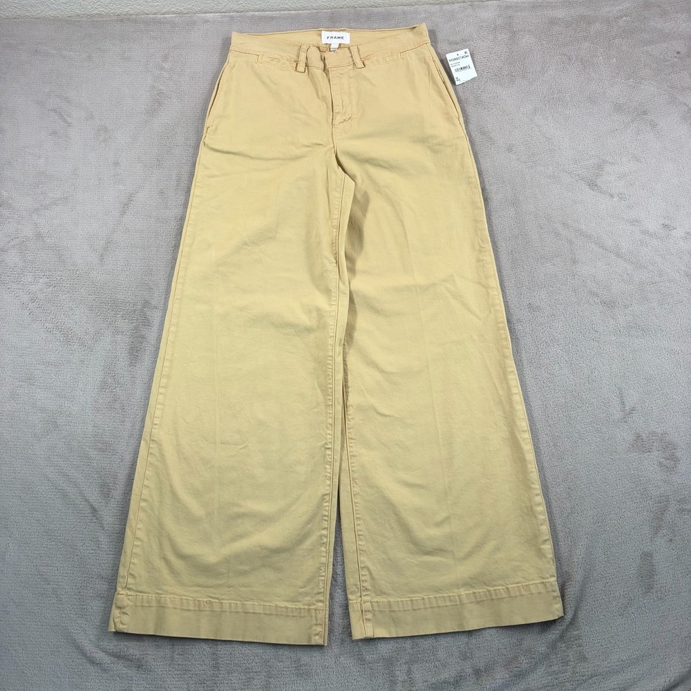 FRAME DENIM Wide Leg Tomboy Trouser in Washed Tan‎ Women 26 Brushed Twill NWT